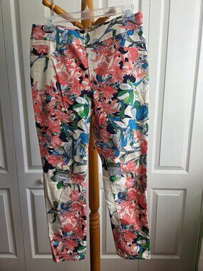 Chico's Denim Jegging Ankle Floral‎ Stretch Pants size S